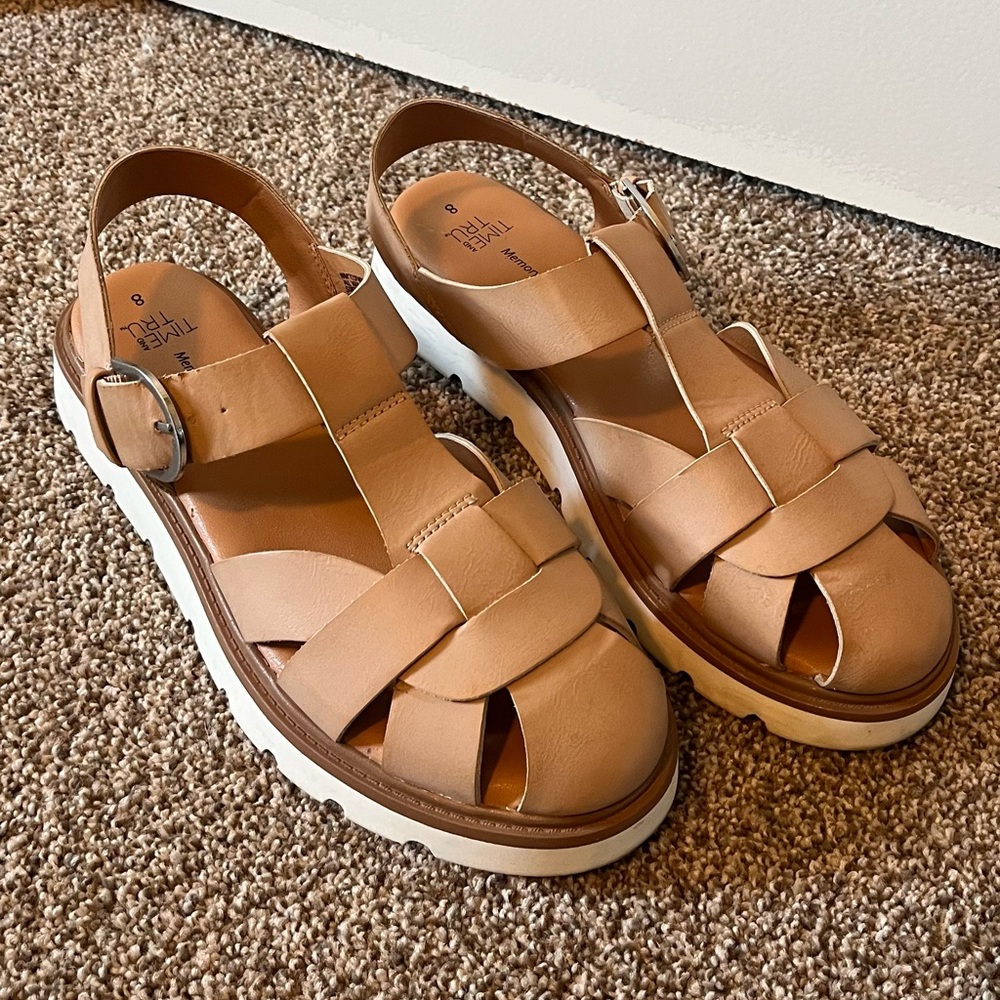 Time and Tru Tan Platform Fisherman Sandals